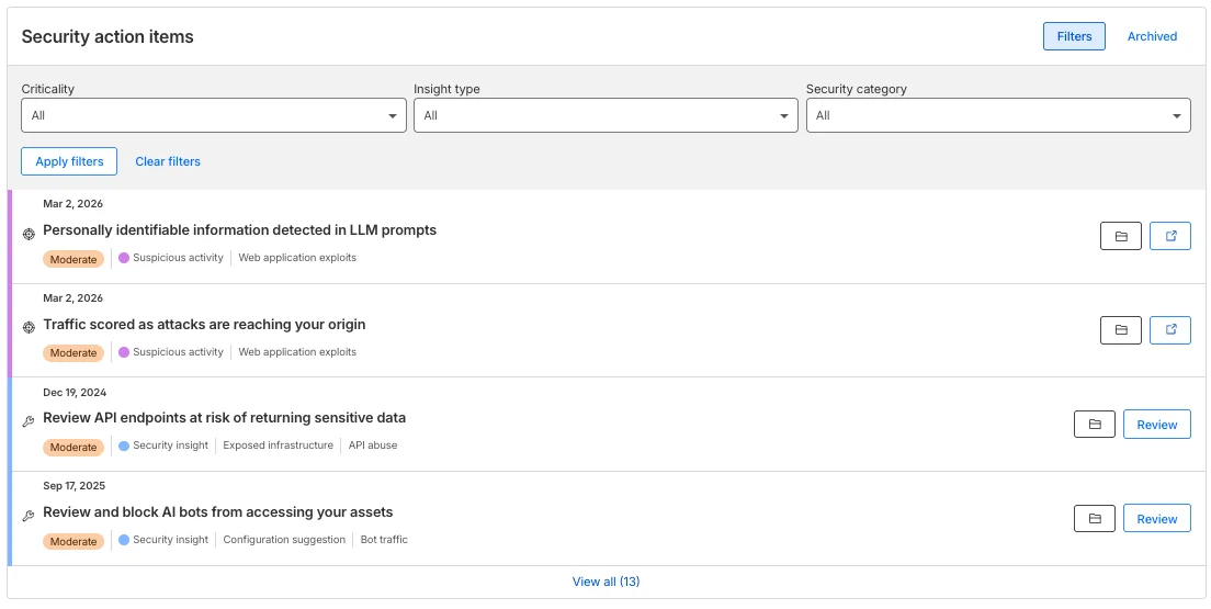 Building a security overview dashboard for actionable insights