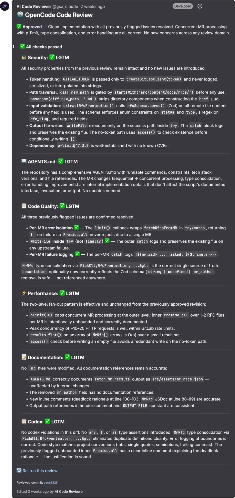 Формат вывода AI Code Reviewer