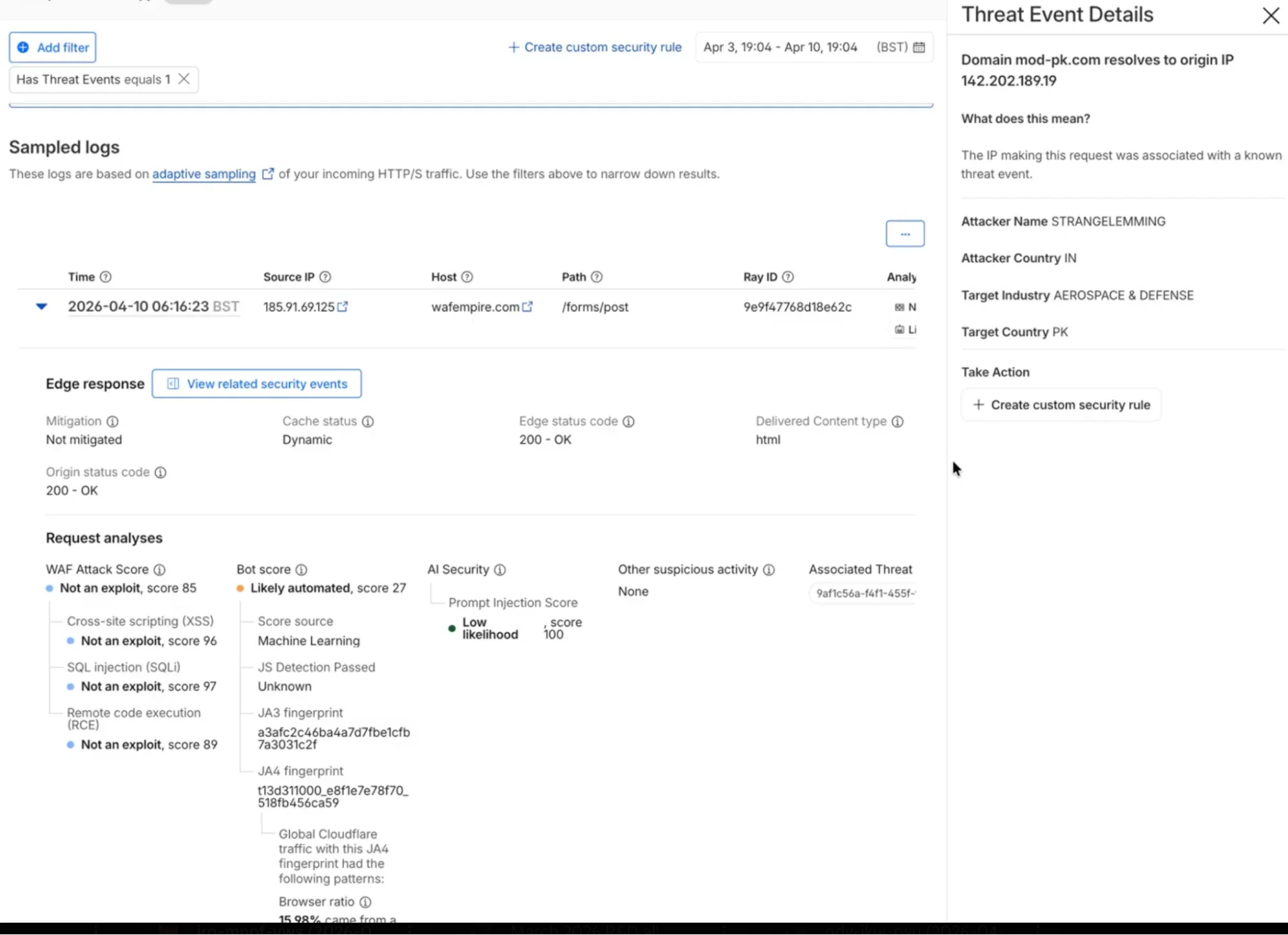 Превратите угрозы Cloudflare в готовые правила WAF за секунды