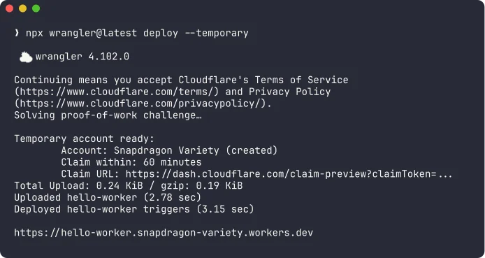 Временные аккаунты Cloudflare для AI-агентов: развертывание в один клик